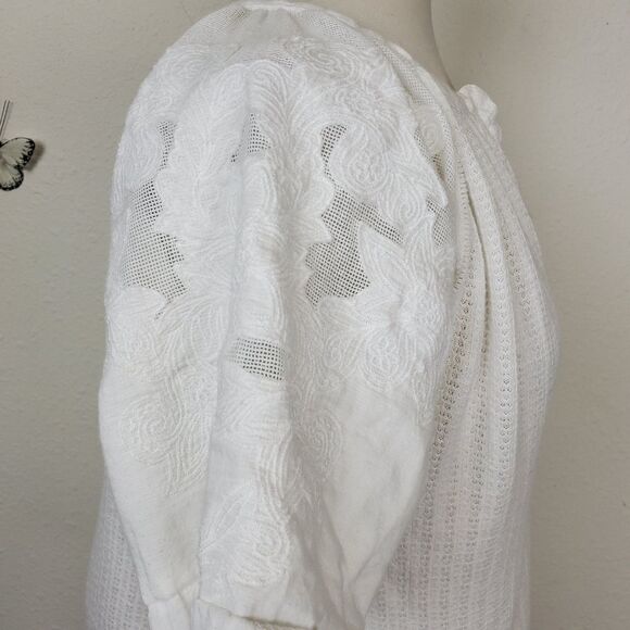 Lucky brand white tunic with sheer puff sleeve - Picture 6 of 8